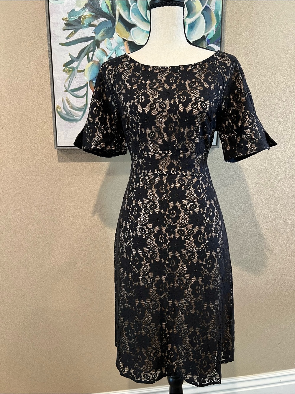 Allen B. by Allen Schwartz Black Lace Midi Dress